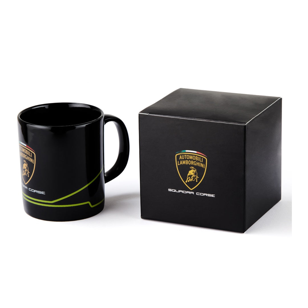 Lamborghini Squadra Corse Boxed Gift Mug   Black / Lime   Official ...