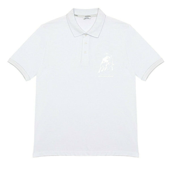 Lamborghini 3D Bull Mens Polo Shirt - White - Official Lamborghini Merchandise